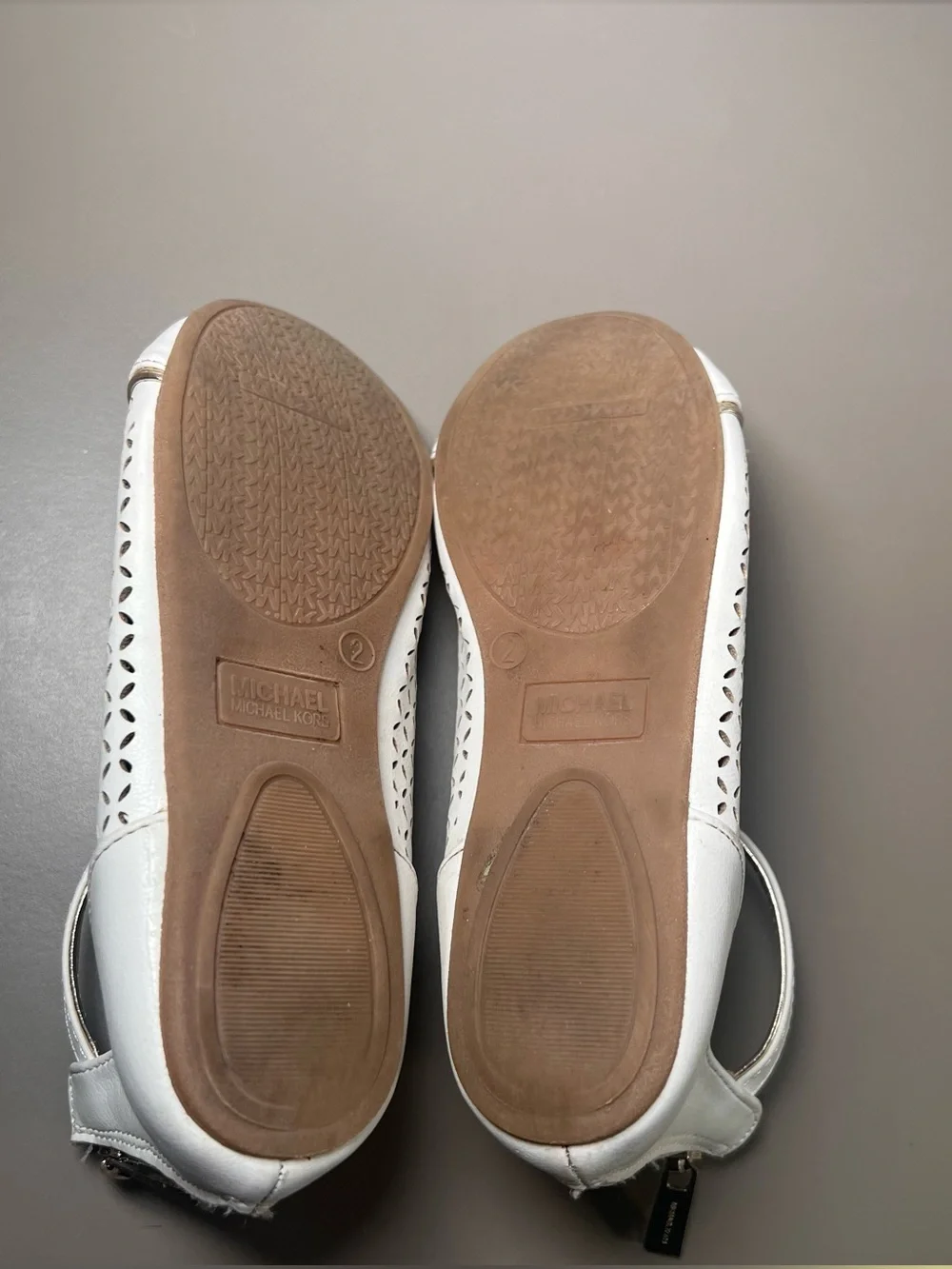 Michael Kors White Ankle Strap Flats Girls Size 2